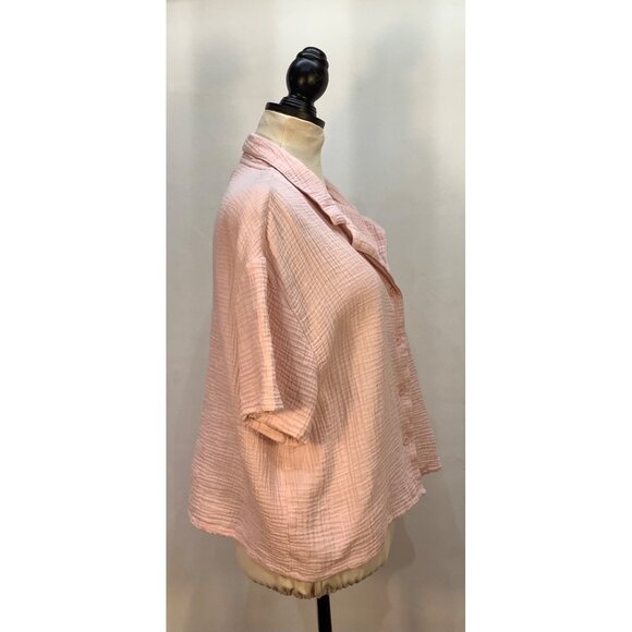 Womens XL Cotton Gauze Button-Down Shirt & Short Loungewear Casual JASON WU - Picture 4 of 13